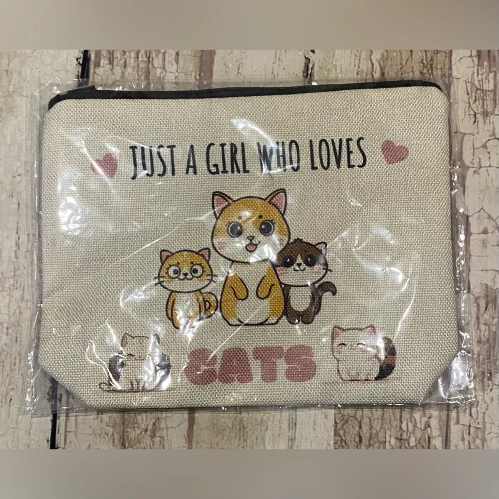 New “Just A Girl Who Loves Cats” Beauty & Personal Care Bag 9x7